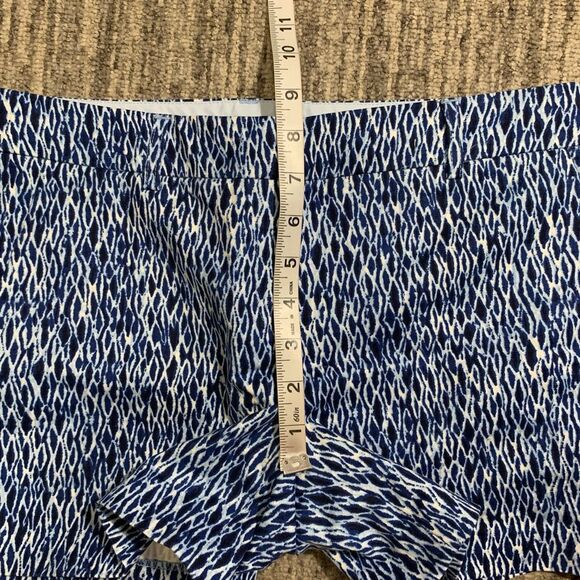 Kenar Chino Shorts Womens 2 Blue White Geometric Pattern Low-Rise Cotton Stretch - Picture 5 of 7